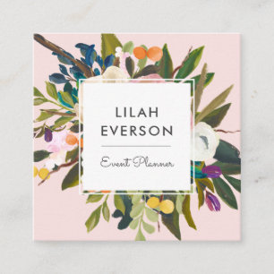 Carte De Visite Carré Bliss botaniques   Élégant floral peint   Blush