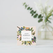 Carte De Visite Carré Bliss botaniques | Élégant floral peint | Crème (Debout devant)