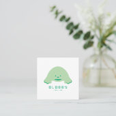 Carte De Visite Carré Blobby Character Logo | Fun Mascot with QR code (Debout devant)