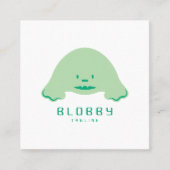 Carte De Visite Carré Blobby Character Logo | Fun Mascot with QR code (Devant)