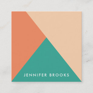 Carte De Visite Carré Bloc moderne turquoise orange de couleur de pêche