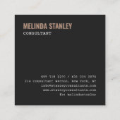 Carte De Visite Carré Blocage de couleur élégant minimaliste rose noir (Dos)