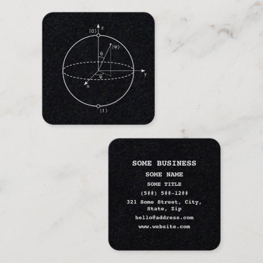 Carte De Visite Carré Bloch Sphere | Quantum Bit (Qubit) Physics / Math (Devant / Derrière)