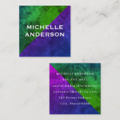 Carte De Visite Carré Blocs couleur violet vert moderne (Devant / Derrière)