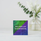 Carte De Visite Carré Blocs couleur violet vert moderne (Debout devant)