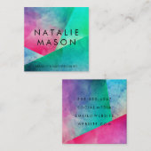 Carte De Visite Carré Blocs de couleur d'aquarelle élégants (Devant / Derrière)