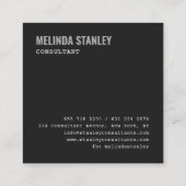 Carte De Visite Carré Blocs de couleur élégants noir chic noir (Dos)