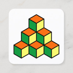 Carte De Visite Carré Blocs géométriques - vert orange et jaune