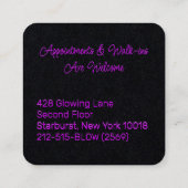 Carte De Visite Carré Blow Blowout Bar Ajouter Votre Nom Neon Rose (Dos)