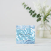 Carte De Visite Carré Blue Agate Parties scintillant Argent Luxe (Debout devant)