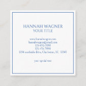 Carte De Visite Carré Blue and White Palm Palmetto Tree Monogram (Dos)