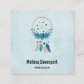 Carte De Visite Carré Blue Dreamcatcher Design Boho élégant (Devant)