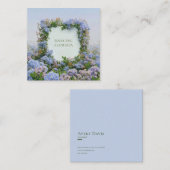 Carte De Visite Carré Blue Floral Cluster Geometric Frame Whimsical (Devant / Derrière)