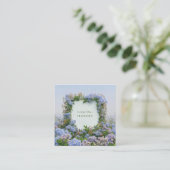 Carte De Visite Carré Blue Floral Cluster Geometric Frame Whimsical (Debout devant)