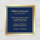 Carte De Visite Carré Blue Gold Foil Home Logo Agent immobilier (Dos)