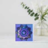 Carte De Visite Carré Blue Lotus Mandala (Debout devant)