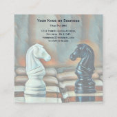 Carte De Visite Carré Blue, Orange Classic Chess Knights Coach Club (Dos)