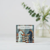 Carte De Visite Carré Blue, Orange Classic Chess Knights Coach Club (Debout devant)