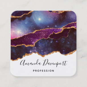 Carte De Visite Carré Blue & Purple Space & Stars Agate moderne