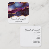 Carte De Visite Carré Blue & Purple Space & Stars Agate moderne (Devant / Derrière)