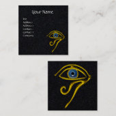 Carte De Visite Carré BLUE TALISMAN HORUS OEIL Divinité Papier noir (Devant / Derrière)