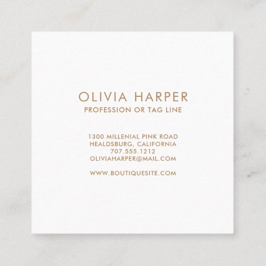 Carte De Visite Carré Blush Chic | Aspect en cuir minimal (Dos)