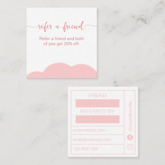 Carte De Visite Carré Blush pink and white Referrel Loyalty card