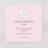 Carte De Visite Carré Blush Pink Black Script 3 Photo Logo Makeup (Dos)