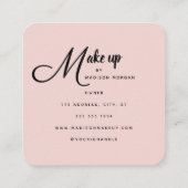 Carte De Visite Carré Blush Pink Black Script 3 Photo Makeup (Dos)
