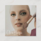 Carte De Visite Carré Blush Pink Black Script Photo Makeup (Devant)
