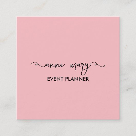 Carte De Visite Carré Blush Pink Girly Calligraphy Classy Event Planner (Devant)