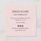 Carte De Visite Carré Blush Pink Modern QR Code 3 Photo Makeup (Dos)