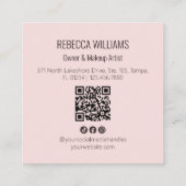 Carte De Visite Carré Blush Pink Modern QR Code Photo Makeup (Dos)