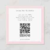 Carte De Visite Carré Blush Pink Photo Lashes & Brows QR Code Square (Dos)