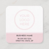 Carte De Visite Carré Blush Pink QR Code Logo Square Business Card (Devant)