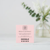 Carte De Visite Carré Blush Pink QR | Google Reviews Custom Feedback (Debout devant)