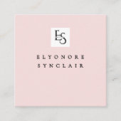 Carte De Visite Carré Blush Pink Script Logo QR Code Lashes (Devant)