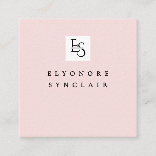 Carte De Visite Carré Blush Pink Script Logo QR Code Lashes (Devant)