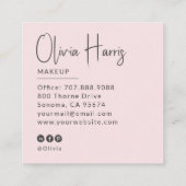 Carte De Visite Carré  Blush Pink Script Photo Makeup Artist (Dos)