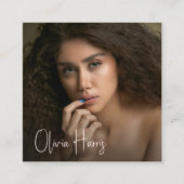 Carte De Visite Carré  Blush Pink Script Photo Makeup Artist (Devant)