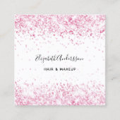 Carte De Visite Carré Blush rose blanc profil photo code qr (Devant)