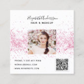 Carte De Visite Carré Blush rose blanc profil photo code qr (Dos)