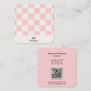 Carte De Visite Carré Blush Rose Monogramme Designer