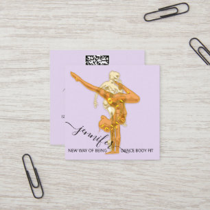 Carte De Visite Carré Body Fitness Couch QRCODE Logo Purple
