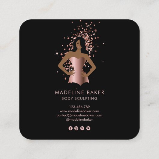 Carte De Visite Carré Body Sculpting Fitness Linergie Entraîneur de tail (Dos)