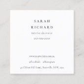 Carte De Visite Carré Boho Abstrait vert blanc floral (Dos)