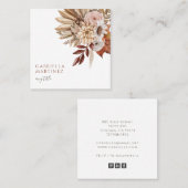 Carte De Visite Carré Boho Aquarelle Terracotta Floral (Devant / Derrière)