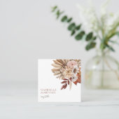 Carte De Visite Carré Boho Aquarelle Terracotta Floral (Debout devant)