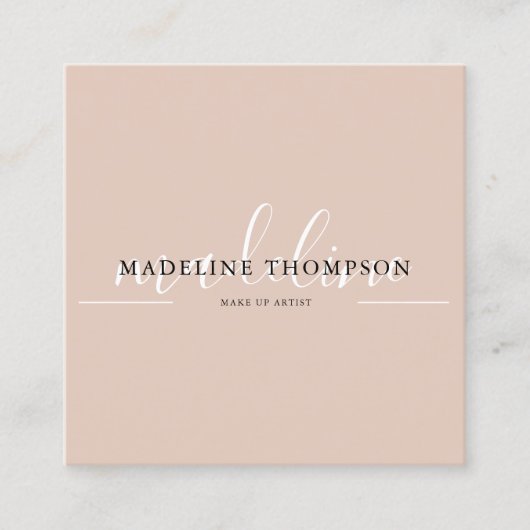 Carte De Visite Carré Boho Beige Calligraphy Script QR code (Devant)