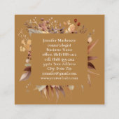 Carte De Visite Carré Boho Beige Gold Floral (Dos)